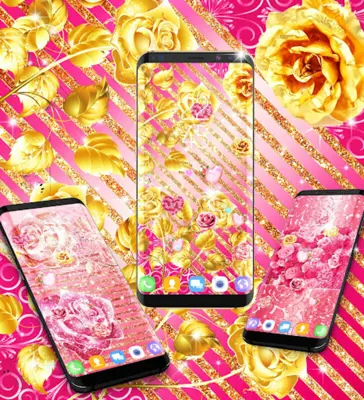 Pink Rose gold live wallpaper android App screenshot 1