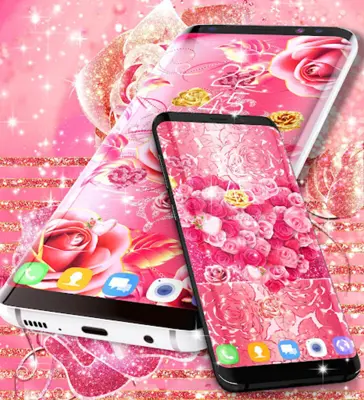 Pink Rose gold live wallpaper android App screenshot 3