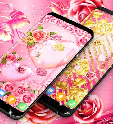 Pink Rose gold live wallpaper android App screenshot 4