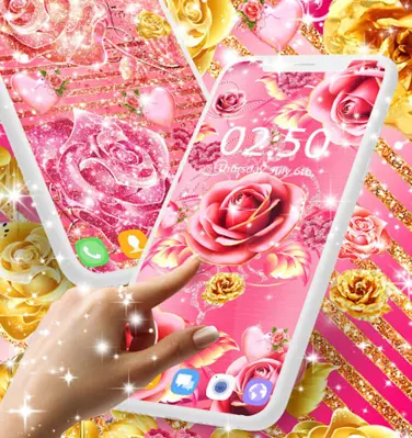 Pink Rose gold live wallpaper android App screenshot 5